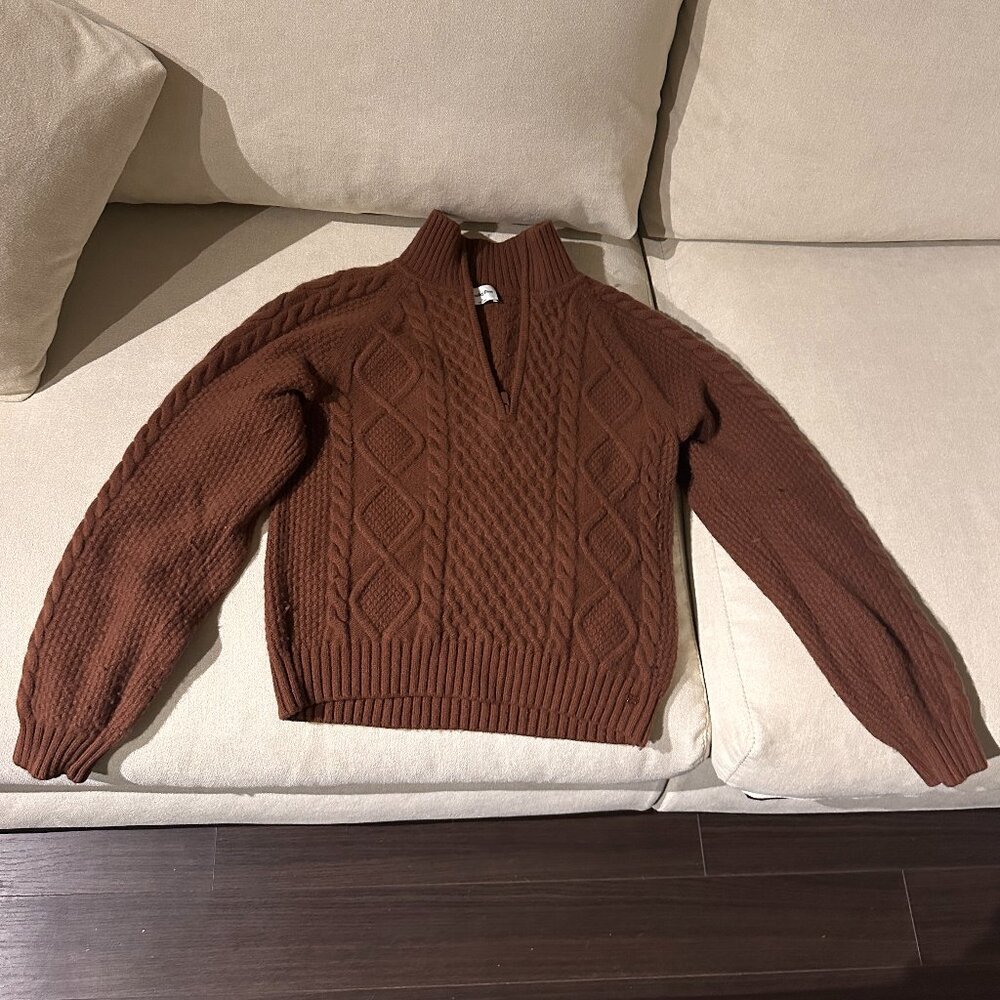 Sunday Best Brown Quarter Zip Sweater / Aritzia S